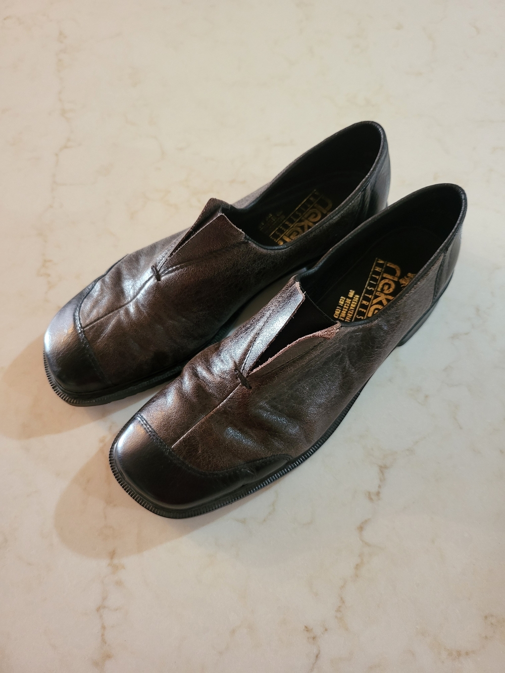 Rieker Antistress - Distressed Look - Women's Brown Leather Slip-On Loafers